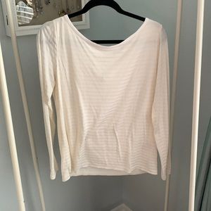 Banana republic size large back zipper long sleeve lined cream stripe top